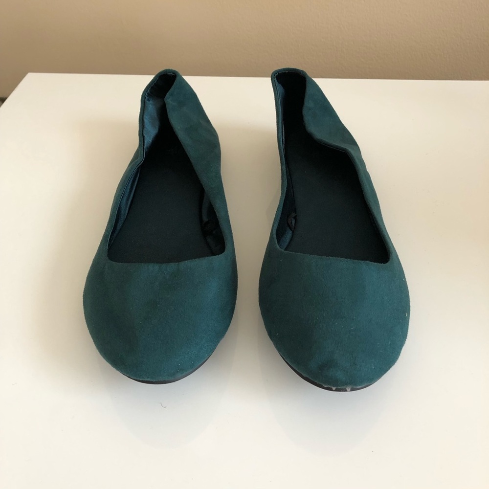 Teal velvet H&M flats
